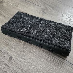 Perfect Condition Black Hand Beaded Vintage Clutch